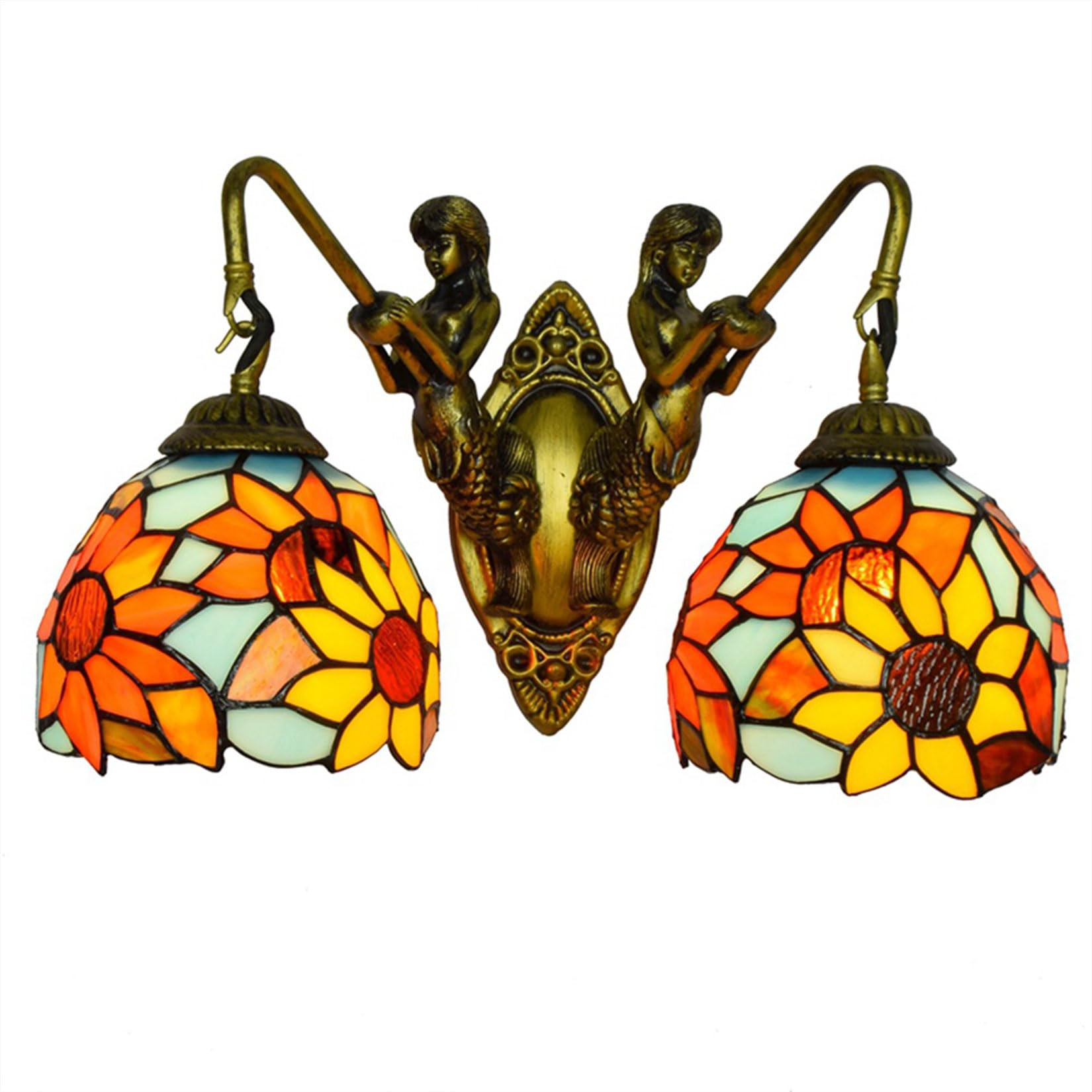 NHPJFDC Tiffany 2-Light Bathroom Light Fixtures, Bathroom Vanity Wall Lamp,Wall Sconce Light for Kitchen Living Room Balcony Bedroom And Hallway,Orange B