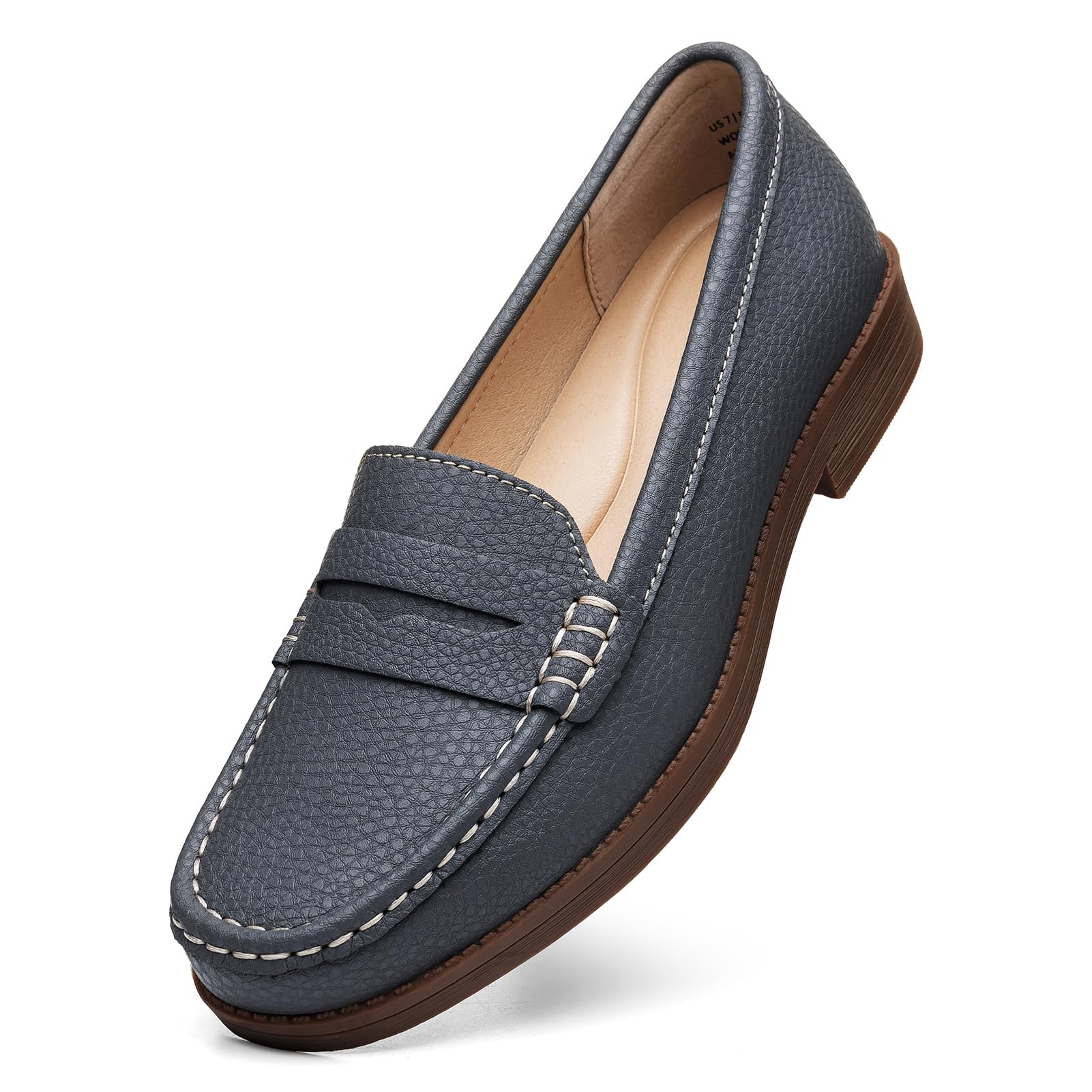 Women's Comfortable Leather Penny Loafers Slip On Business Casual Dress Shoes Lightweight Office Work Flats Everyday Walking Shoes for Women — view 27
