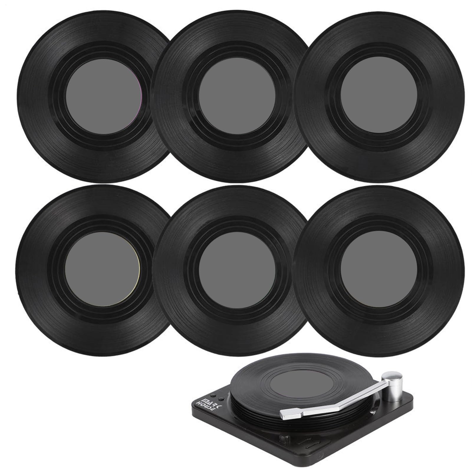 Drink Coasters | 6 Vinyl Record Decor Coaster | Tabletop Protection from Water Marks & Damage, Personalised Retro Record Anti-Heat/Slip Drinks Coasters for Coffee Tea Beer Mug Wine Glass Bottle