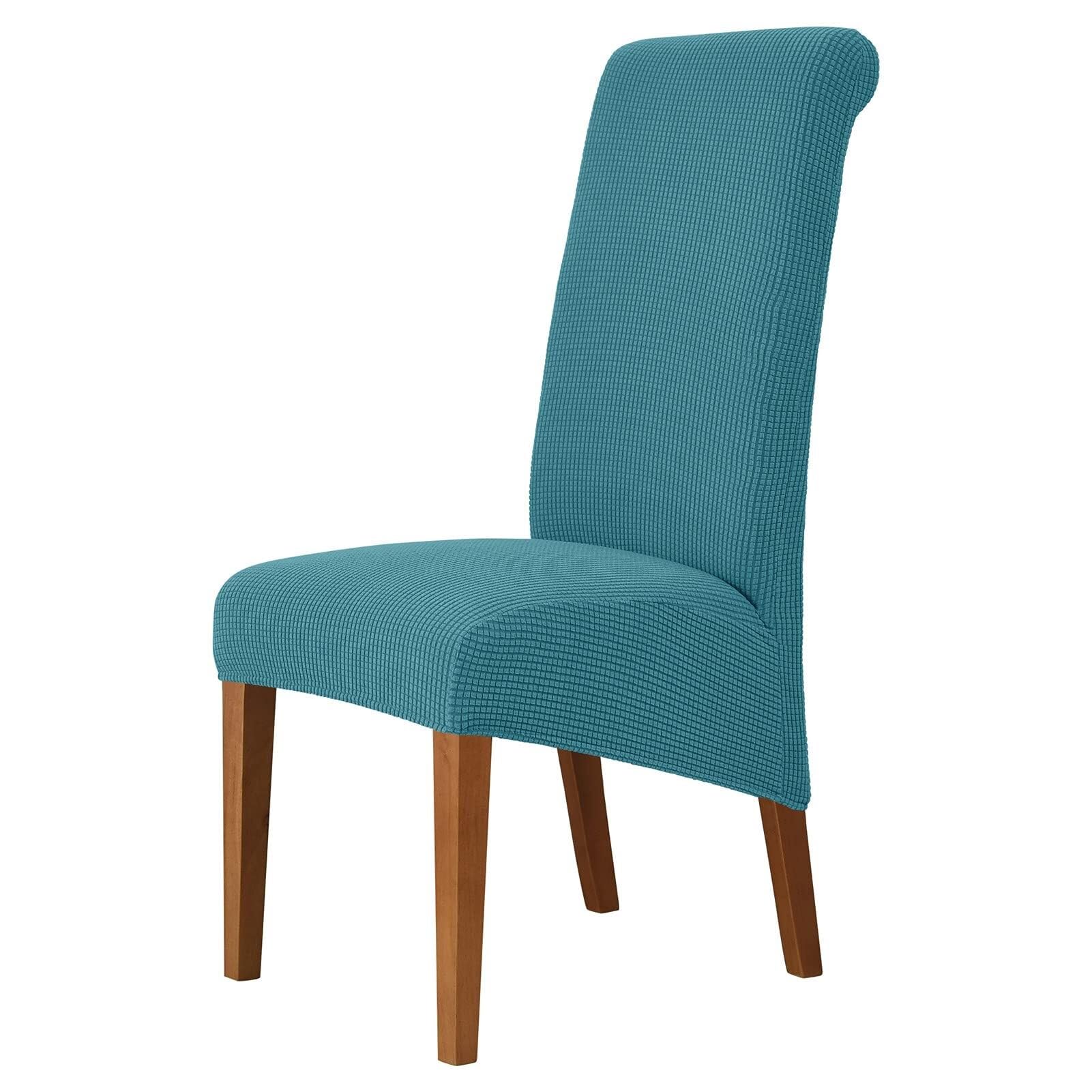 Housses de Chaise Extensibles avec Dossier Housse de Chaise Amovible et Lavable Housses de Chaise élastiques en élasthanne for Salle à Manger, hôtel, Restaurant(Blu Turchese,8ps)