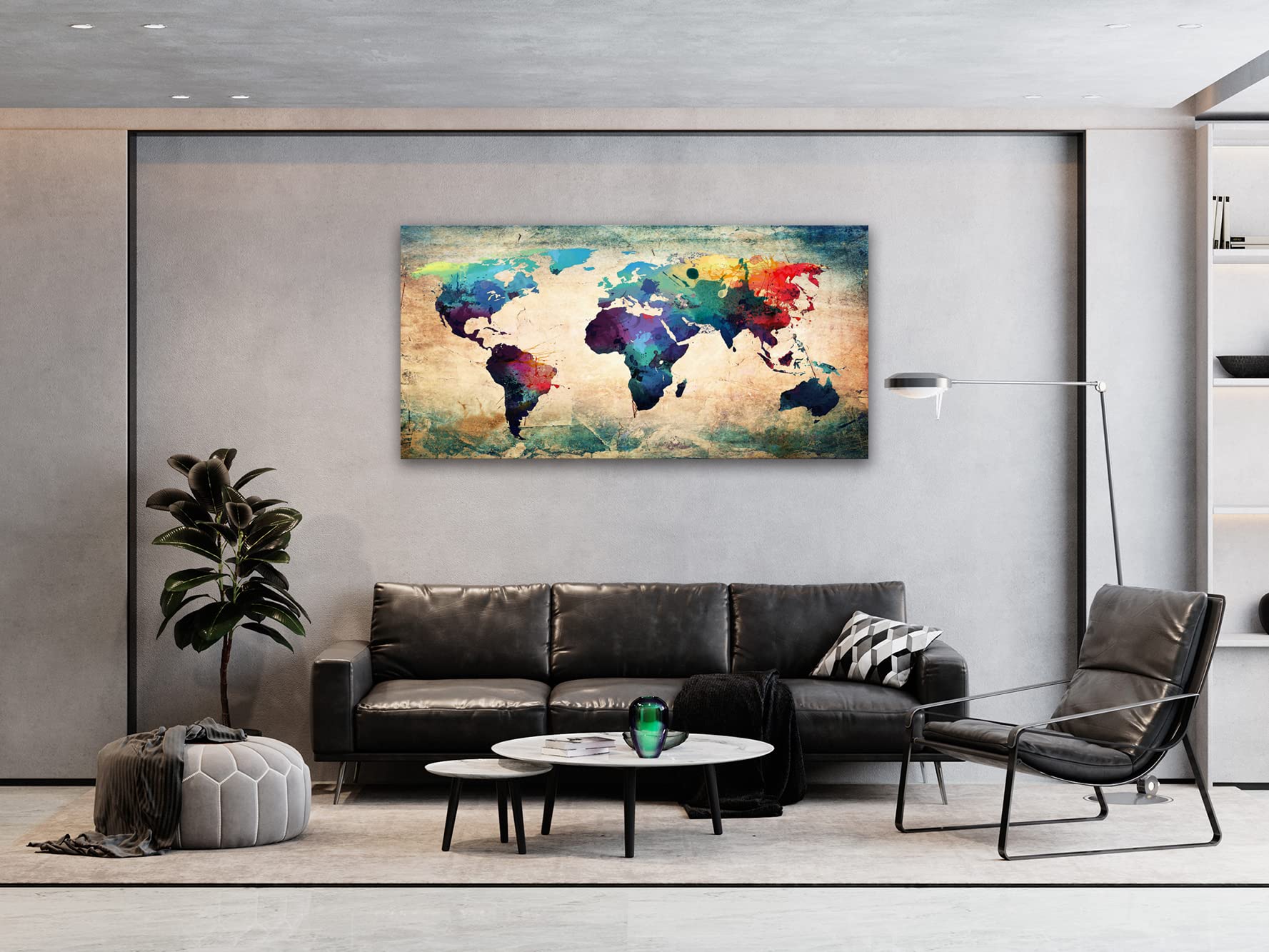 Amazon.co.jp: Baisuwallart A62062 抽象的な世界地図 キャンバス絵画