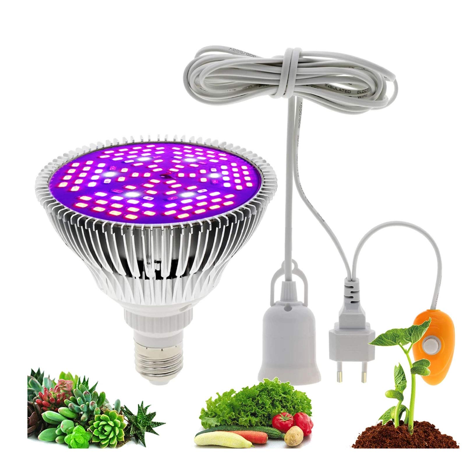 RONGGO E27 Full Spectrum Grow Light Bulb 30W 50W 80W LED Phyto Lamp for Plants Seedlings 220V Growth Lamps for Greenhouse Grow Tent Box,50W