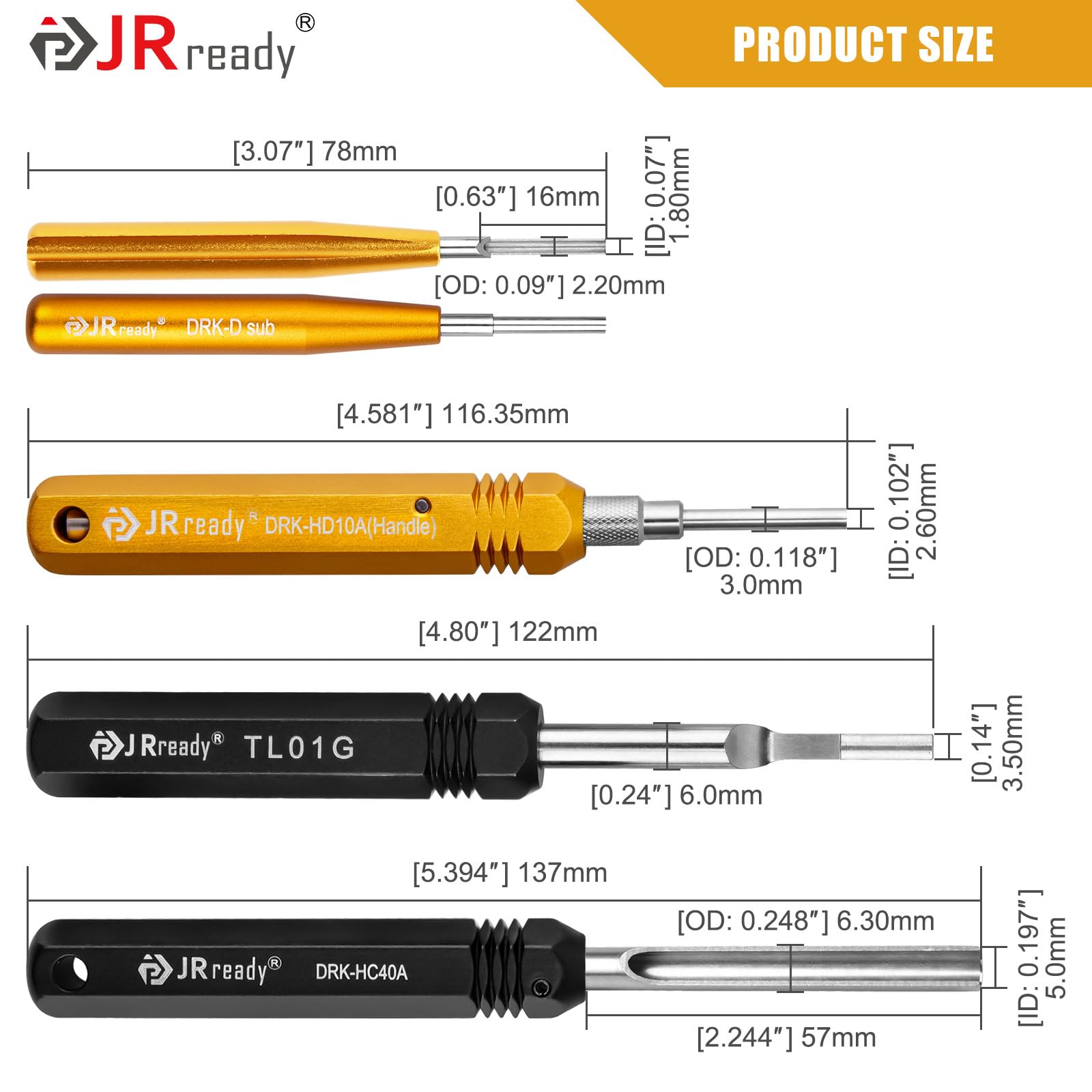 JRready ST5227 zestaw narzędzi do odblokowywania, zdejmowany, TE/AMP/HARTING D SUB seria HAN seria WAIN seria masywne styki złączne zaciski złączowe narzędzie do usuwania zacisków Terminal Removal