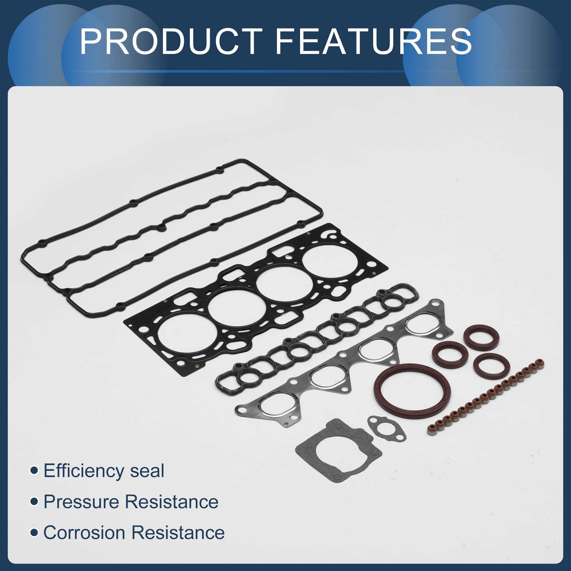 Juego De Juntas De Culata Para Mitsubishi 4G93(Gdi)(Da2A) 1 Set | Material: Goma Metal, Color: Negro, OE: MD976072, Alta Temperatura, Estable, Preciso, Elástico, Resistente
