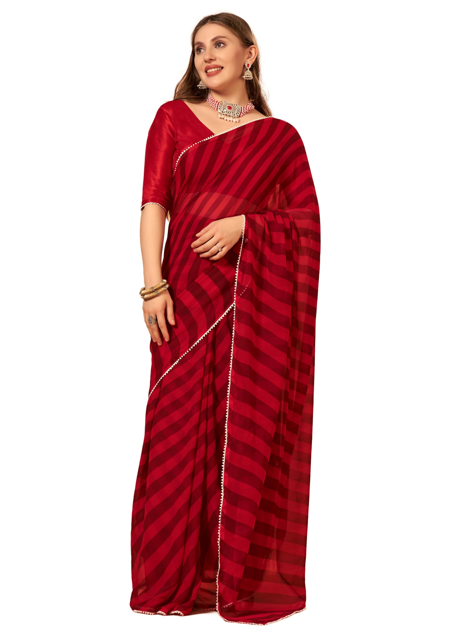 DIVUS Ready to wear Pre draped Prestitched one min readymade Designer Parywear saree with Unstitch Blouse