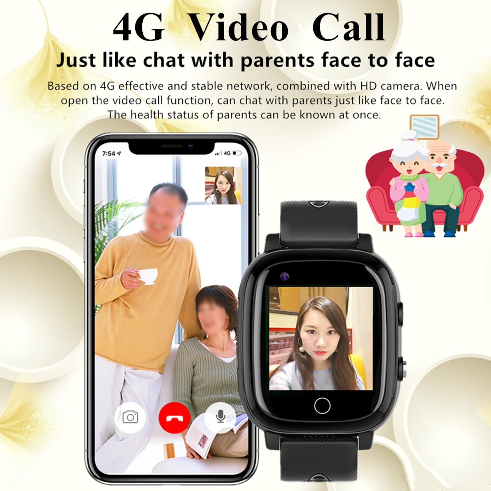 Lokalizator GPS Dla Osób Starszych, Inteligentny Zegarek Do Rozmów Wideo 4G, Monitorowanie Stanu Zdrowia, Alarm Upadku, Przycisk Szybkiej Pomocy, Pozycjonowanie W Czasie Rzeczywistym