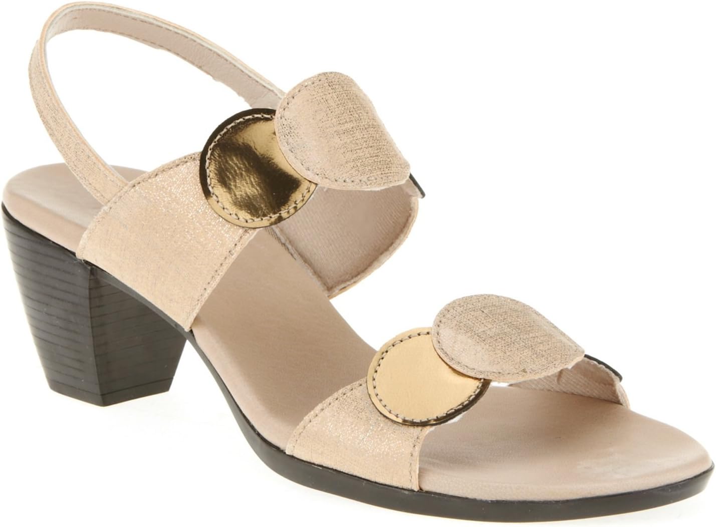 Munro American Women's Solar Linen Suede/Gold Mirror Kid Sandal 7.5 W (D)