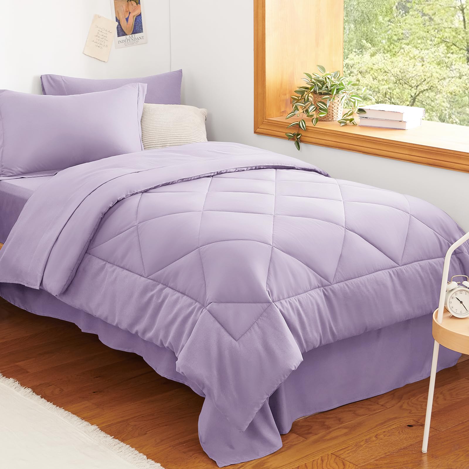 CozyLux Twin XL Comforter Set 68"x88" Light Purple - 5 Piece Bed in a Bag