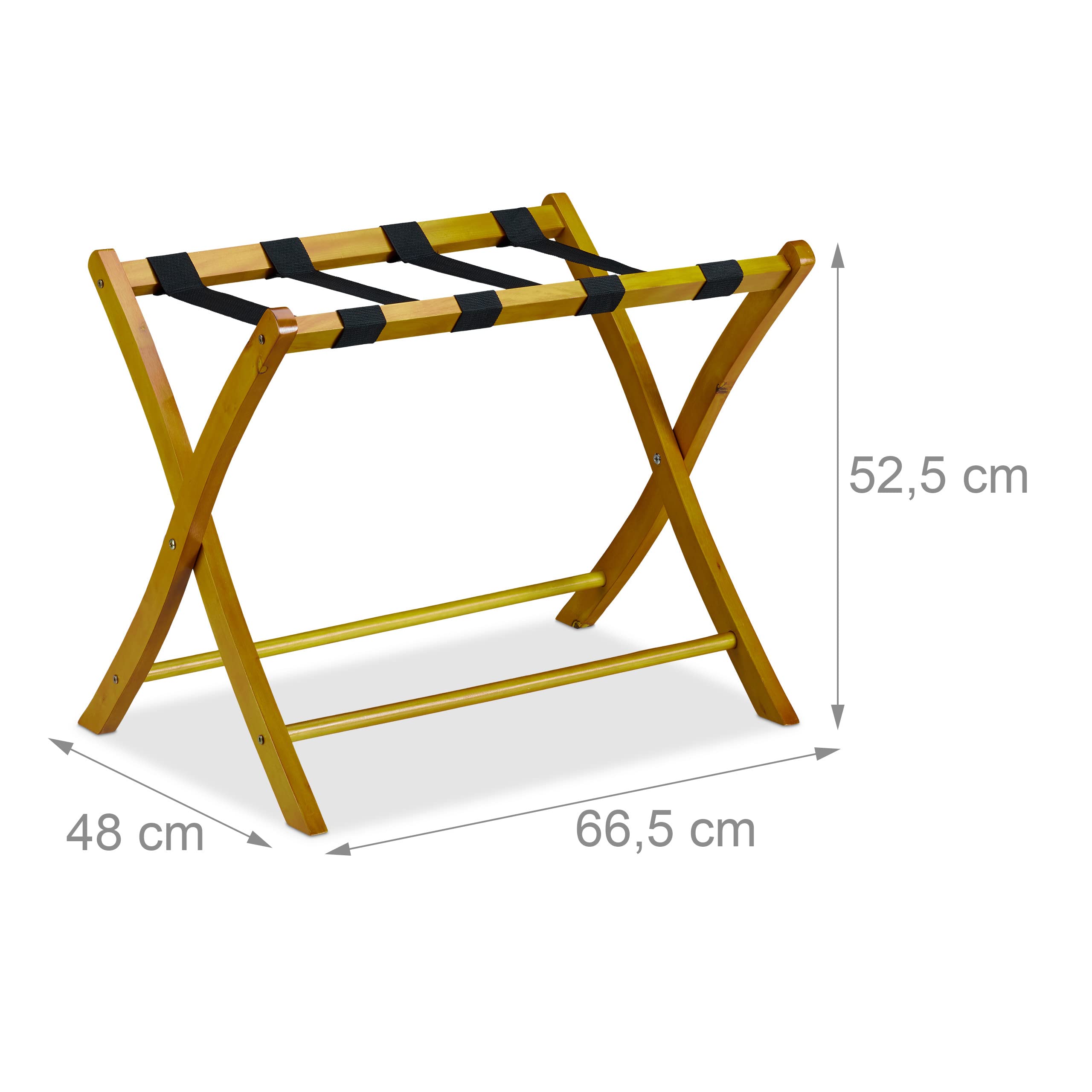 Relaxdays Portavaligie Pieghevole Scaffale Legno 52,5x66,5x48cm Naturale