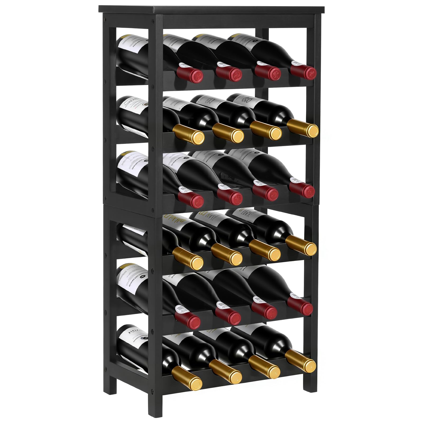 VEVOR Weinregal 24 Flaschen, 6-stöckig, freistehendes Schwarz