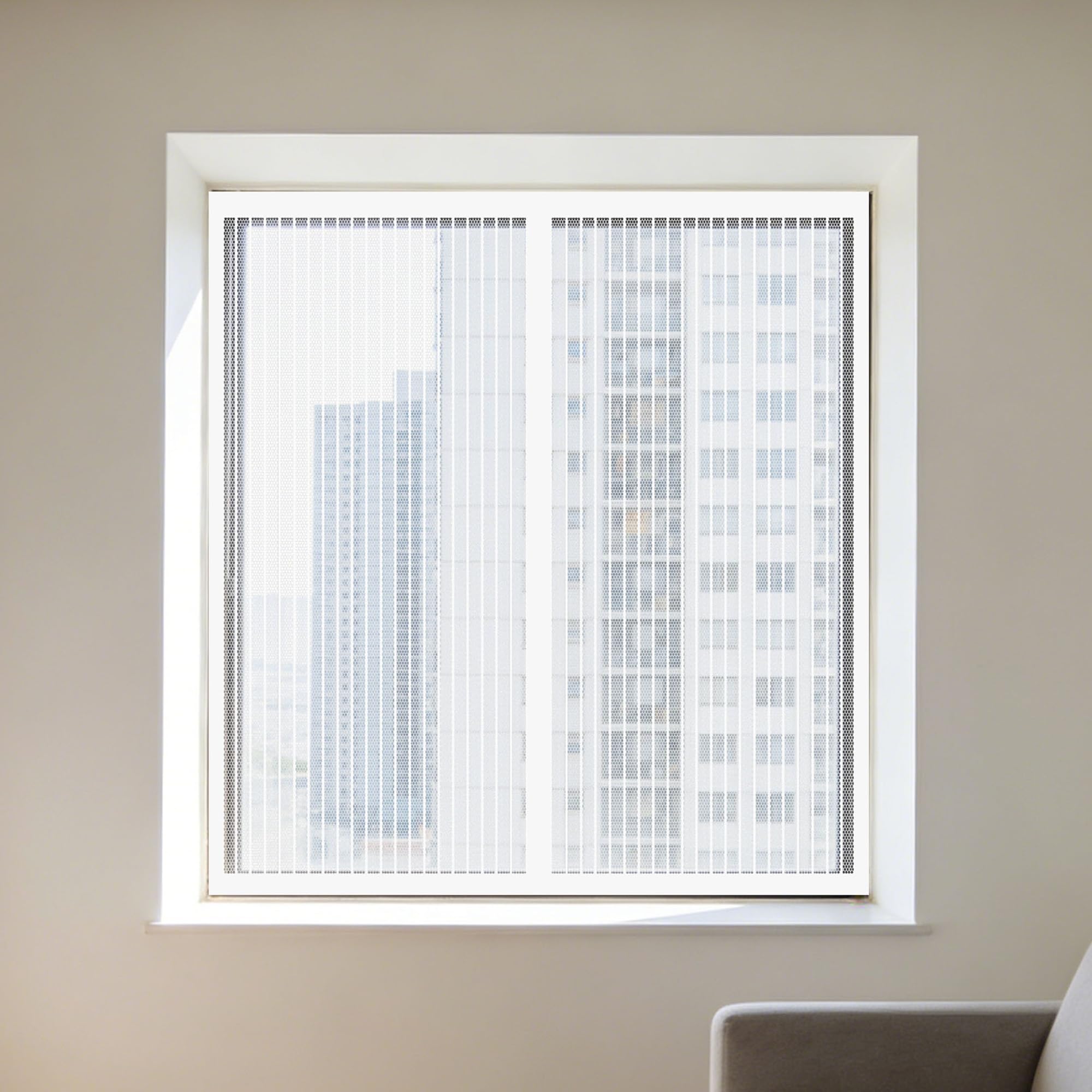 DIY Adjustable Magnetic Fly Screen 165 x 145 cm with Selfadhesive No Drilling Fly Screen for Windows Custom Size for Living Room Bedroom Offfice, White