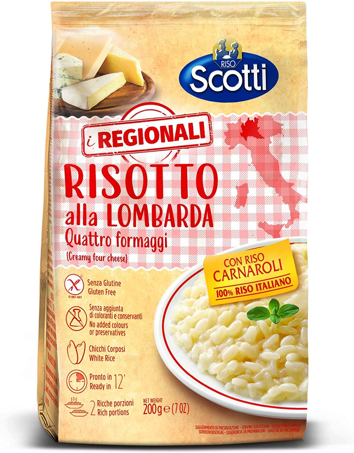 6x Riso scotti risotto alla lombarda ai quattro formaggio Risotto mit vier Käsesorten 200g