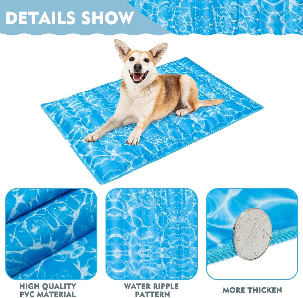 SCENEREAL Dog Cooling Mat - Summer Cool Pad Comfortable Durable Pet Ice Cool Bed for Small Medium Large Dogs Cats Indoor & Outdoor Using, Wave Pattern, Large
