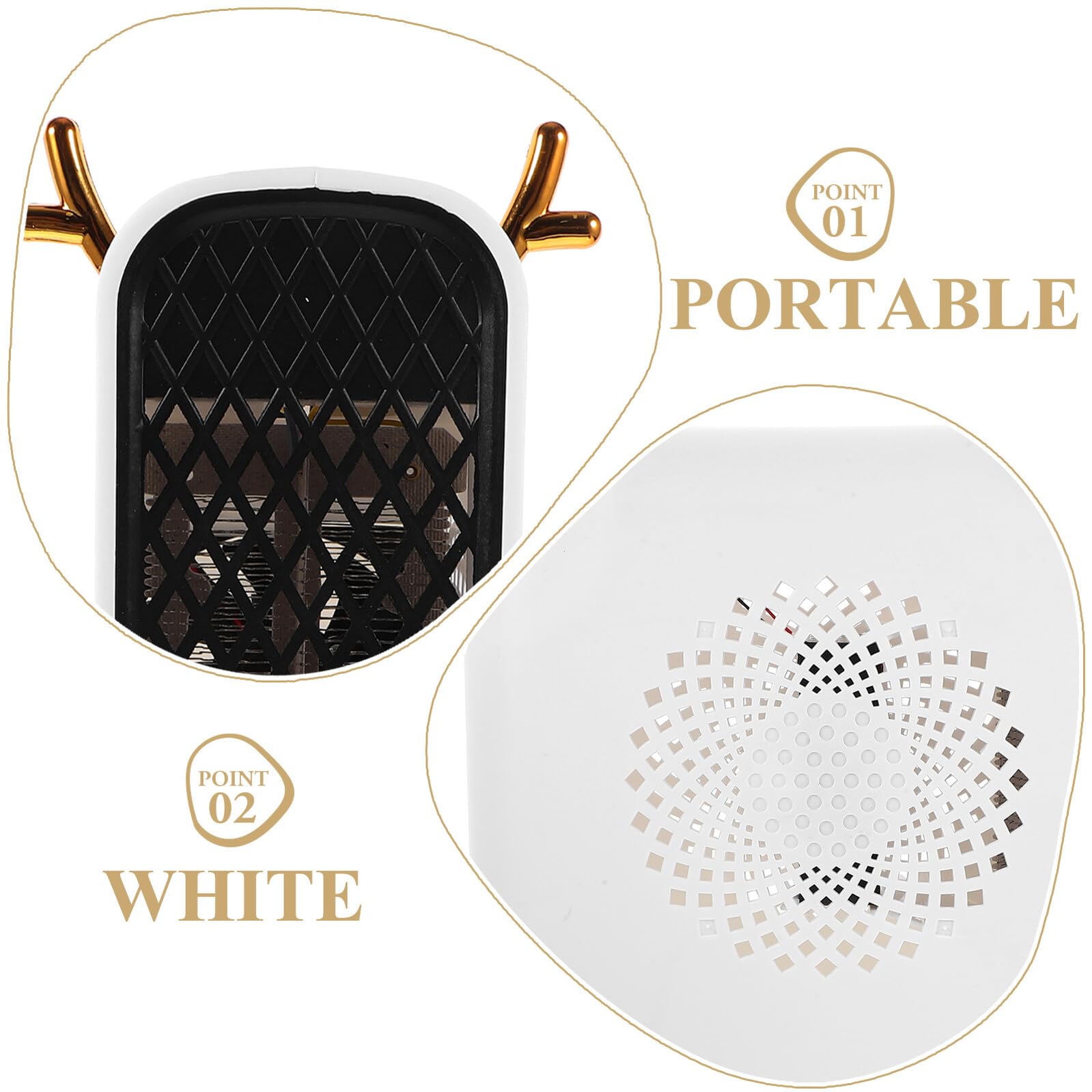 Riscaldatore Elettrico da Tavolo Portatile per Casa e Ufficio 500w Riscaldamento Rapido Controllo Termostatico in Pp Bianco