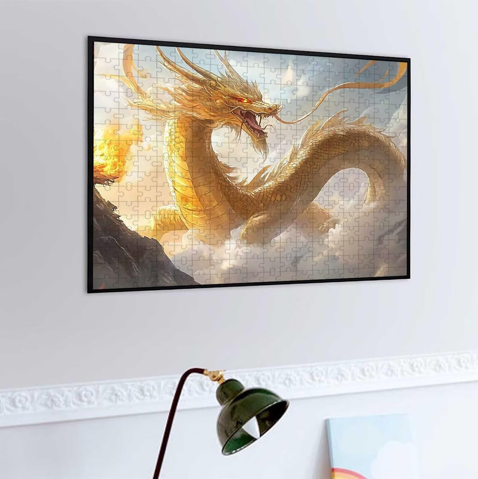 1500 Pezzi di Puzzle, drago giallo 1500 Pezzi di Puzzle per Adulti, Regalo Anniversario, Regalo Natale, Decorazione Della Casa, Prevenzione Della Degenerazione Cerebrale Negli Anziani PjY958 F-L