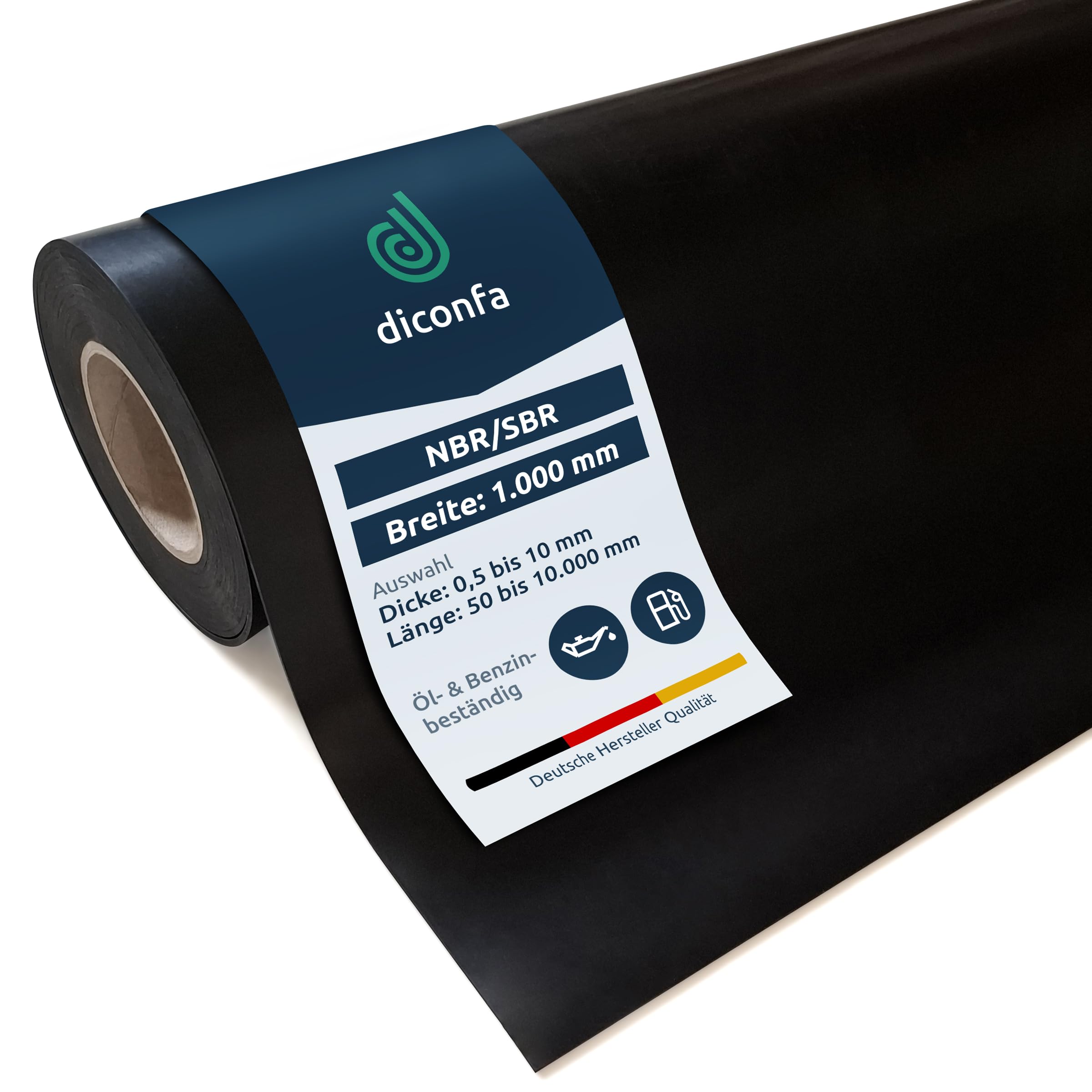 diconfa Gummimatte Öl Benzin NBR/SBR 1000mm x 2400mm LANG, 3mm STARK