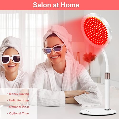Miniatura 5 de Shyineyou Terapia de luz roja para la cara,Led 660nm lámpara de terapia de luz roja con temporizador, luz roja de terapia con base para el