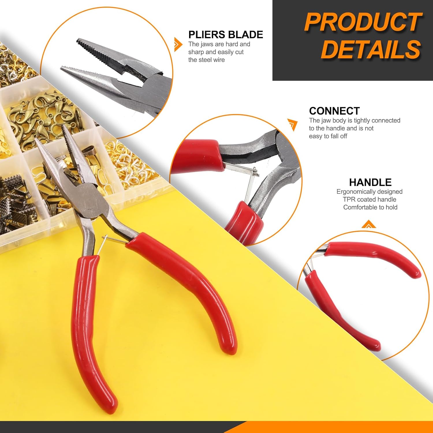 Rustark 1481Pcs Jewelry Making Supplies Kit with Jewelry Pliers, Jewelry Wires, Jewelry Jump Rings Findings, Jewelry Making Tools and Accessories with Storage Bag for Jewelry Making Repair and Beading