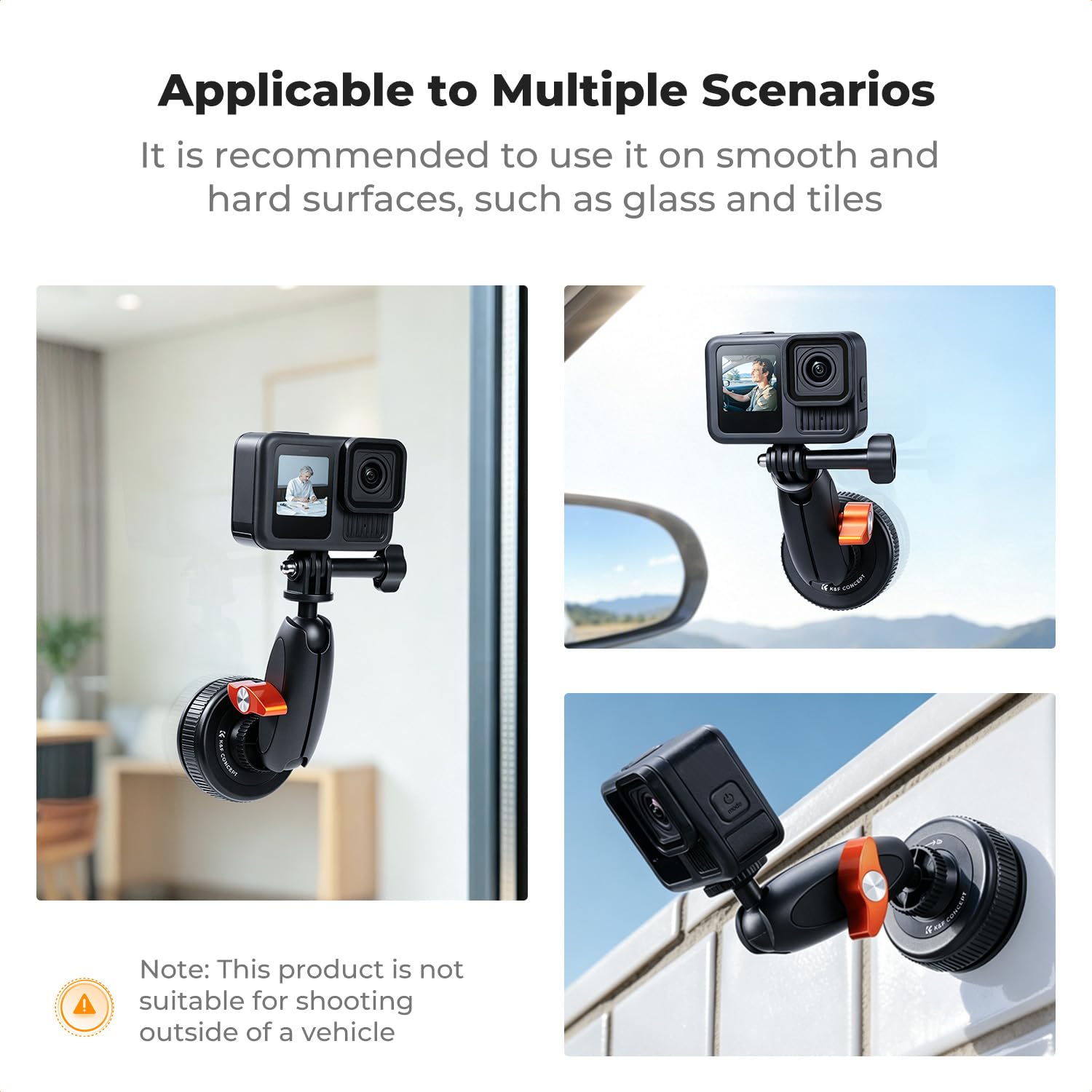 K&F CONCEPT Uchwyt na przyssawkę z przegubem kulowym do GoPro i Osmo Action | Silne ssanie, uchwyt kulowy 360°, magiczne ramię, stop aluminium, obciążenie 3 kg, kompatybilny z GoPro/Osmo XP01