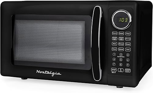 Miniatura 26 de Nostalgia Retro - Horno microondas de 1000W, capacidad de 1.1 pies cúbicos – Bloqueo de seguridad para niños, 8 ajustes de cocción automática –