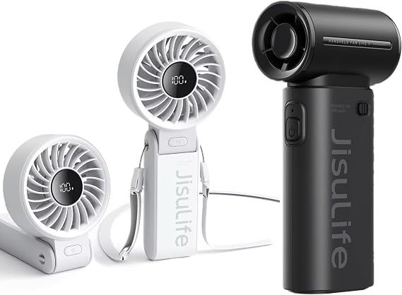 JISULIFE 3-IN-1 Handheld Fan Life7 & Portable Handheld Fan Life9, Turbo Power High Speed Air