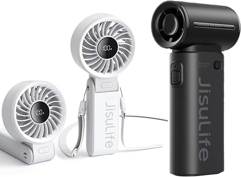 JISULIFE 3-IN-1 Handheld Fan Life7 & Portable Handheld Fan Life9, Turbo Power High Speed Air
