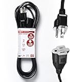 10ft Black Extension Cord, 16/3 SJTW Heavy-Duty, 10' Cable 3-Prong Grounded Plug, Weather-Resistant Power Strip, UL Listed, 13 Amp/1625 Watt Capacity, 10-Foot Extension Cords for Indoor/Outdoor