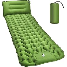 Sleeping Mat, 10 cm High Air Mattress, Camping, Small Pack Size, Inflatable Sleeping Mat, Ultralight with Foot Pump, Waterproof Sleeping Mat for Outdoor, Hiking, Beach Green