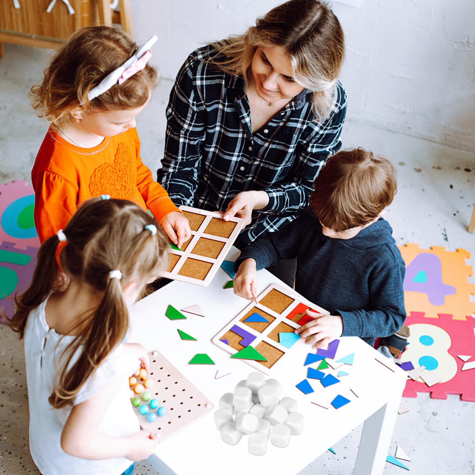 ibasenice 20pezzi Dadi Acrilici Lati Per Giochi Da Tavolo e Insegnamento Dadi Vuoti Per Progetti Creativi e Attività Didattiche
