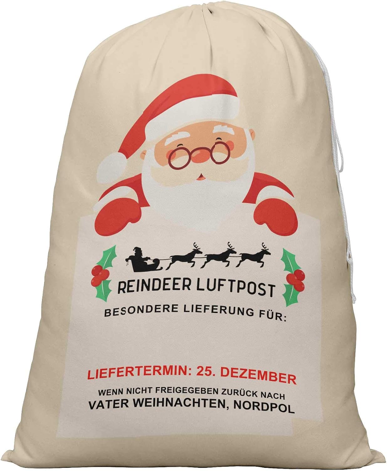 Printtoo Pack of 2 Pcs Xmas Presents Storage Bags Large Santa Gift Sack with Drawstring Christmas Party Favor 27x20 Inch