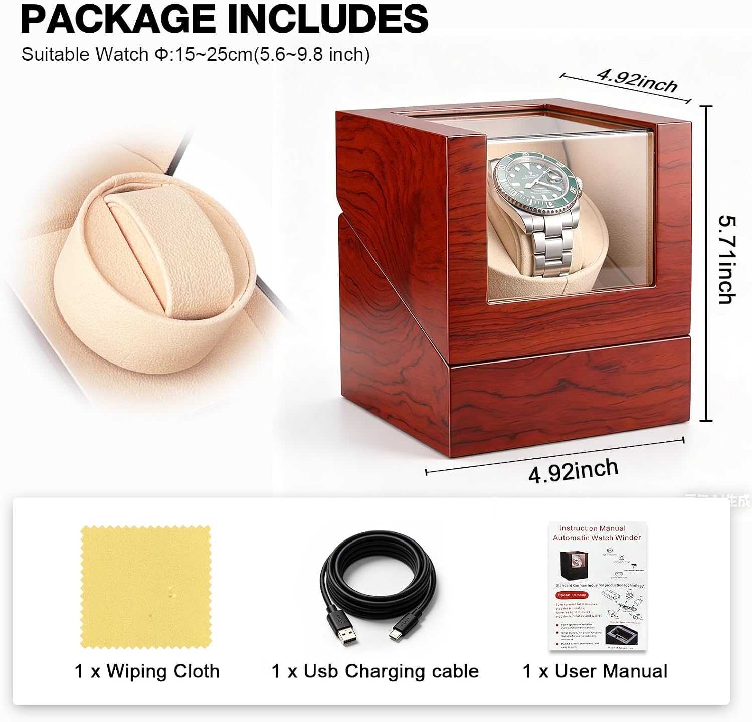 Watch Winders for Automatic Watches - Rotating Watch Case with Automatic Watch Winder Box Super Quiet Motor Gifts for Him/Her/Dad (Brown)