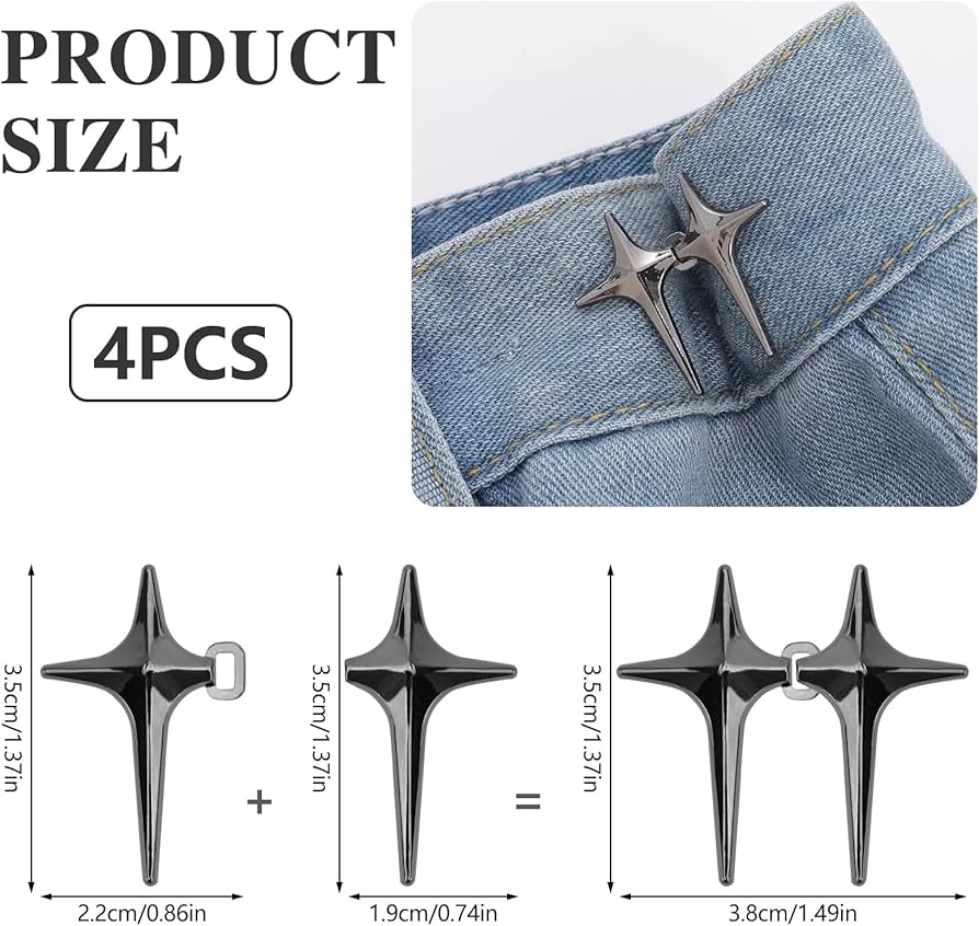 MOONDAME 8 paia di stringitori a stella per jeans gonne pantaloni regolabili estensori della vita pulsante senza cucire richiesto jeans pulsante