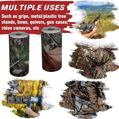 Miniatura 6 de Cinta silenciadora de camuflaje invisible, 2 rollos de cinta autoadhesiva silenciadora de tela protectora para silenciar accesorios de caza de metal