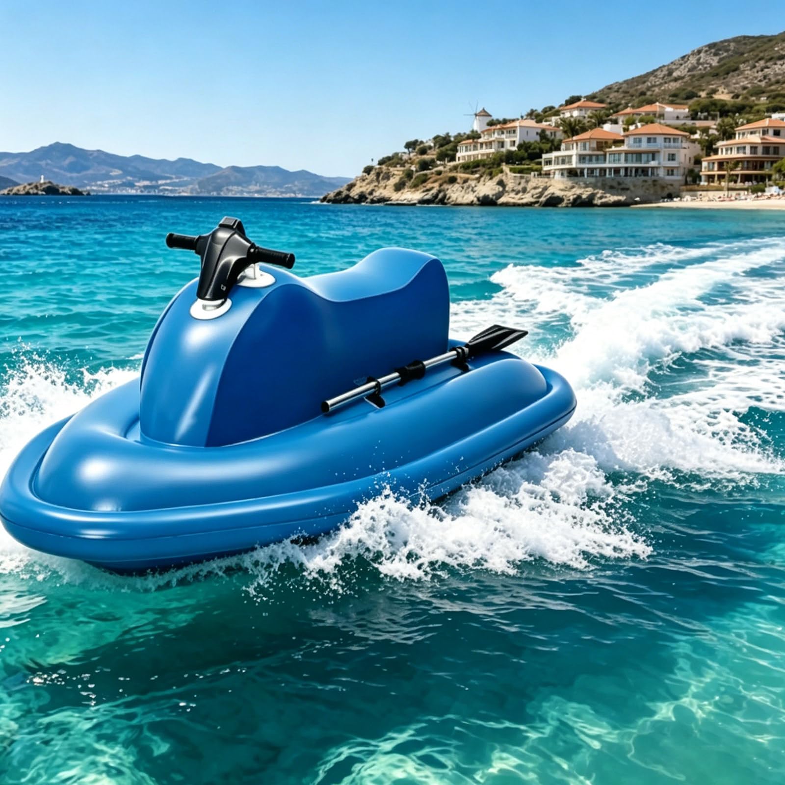 ZyKnaurral Motorized Inflatable Ride-On Watercraft Jet Boat,1-2 Persons Water Propulsion Jet Ski with Reverse Gear, 3-9km/H Speed, 40-130/160 Min Runtime, for Diving, Swimming, Kayaking Nothruster