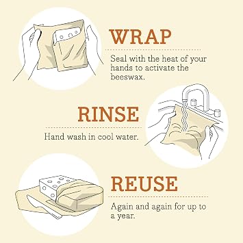 Bee’s Wrap Set of 3 Wraps - Medium (25 x 28 cm), Beige