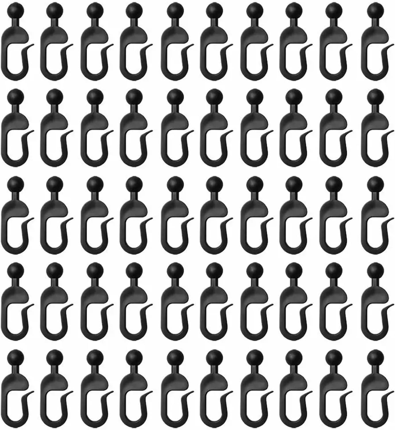 200-Count Heavy-Duty Black Plastic Curtain Rings – Outdoor Track Accessories for Hotel Gazebo Curtains, Netting & Gnats