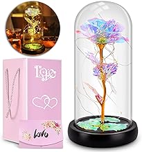 زهور صناعية ملونة مع ضوء ليد، هدايا عيد ميلاد للنساء والأم والزوجة والجدة وعيد الأم وعيد الحب والذكرى السنوية