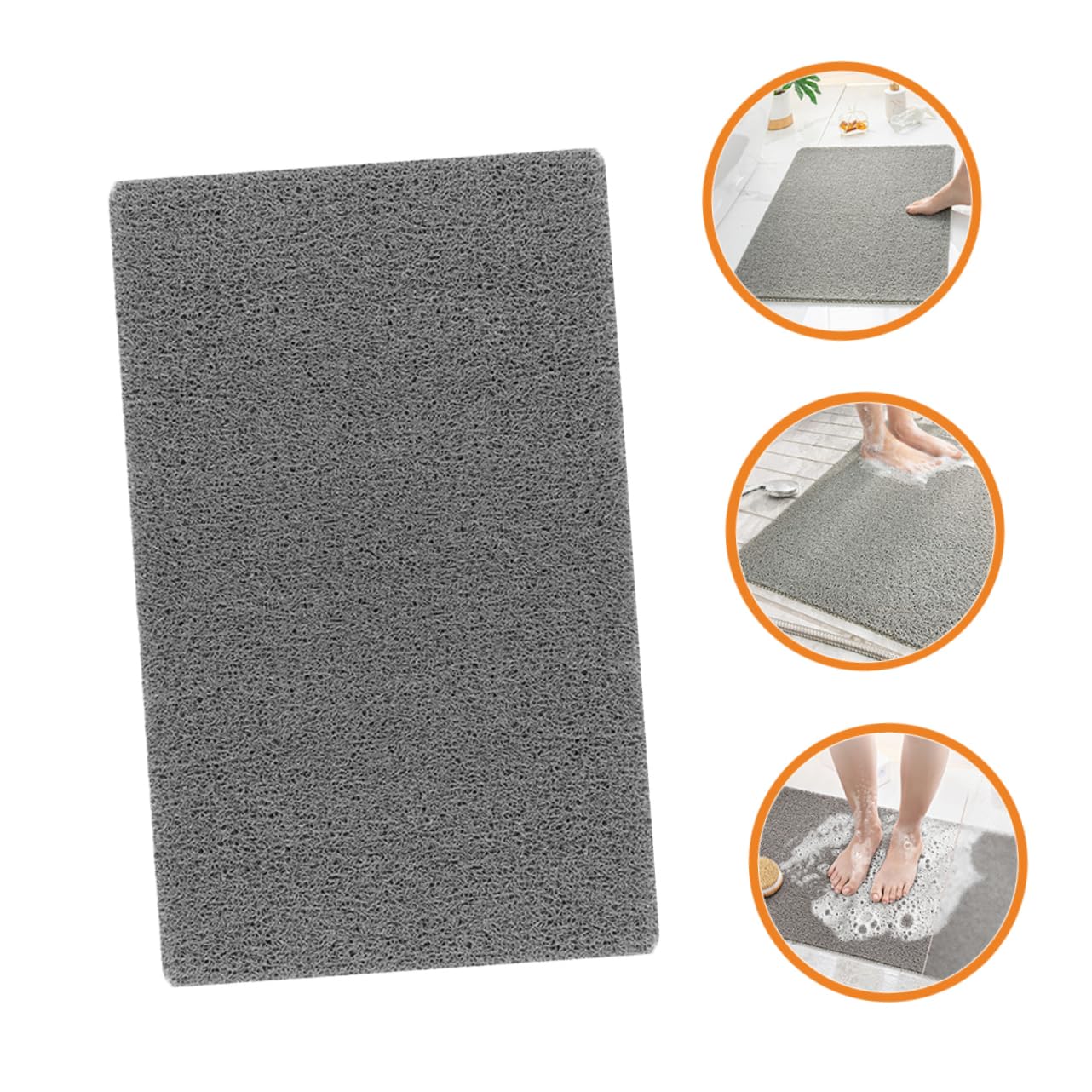 COOLHIYA Kitchen Non-Skid Absorbent Bath Mat Shower Floor Rug for Bathroom Kitchen and Entryway Machine Washable Comfortable Grey