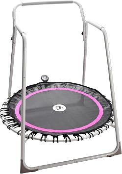 Denise Austin Home Fitness Trampoline 44 Rebounder with Handlebar for Adults, Low Impact Cardio with Silent Elastic Resistance Bands Balance, Rehab & Home Workouts for Seniors & Beginners