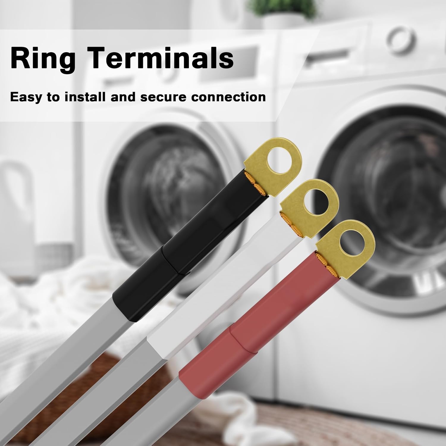 3 Prong Dryer Cord 15 FT, NEMA 10-30P to 3-Wire Appliance Cord, 30-Amp, 3 Wires with Eyelet Connectors, 10 Gauge Copper Wire, Grey Cable