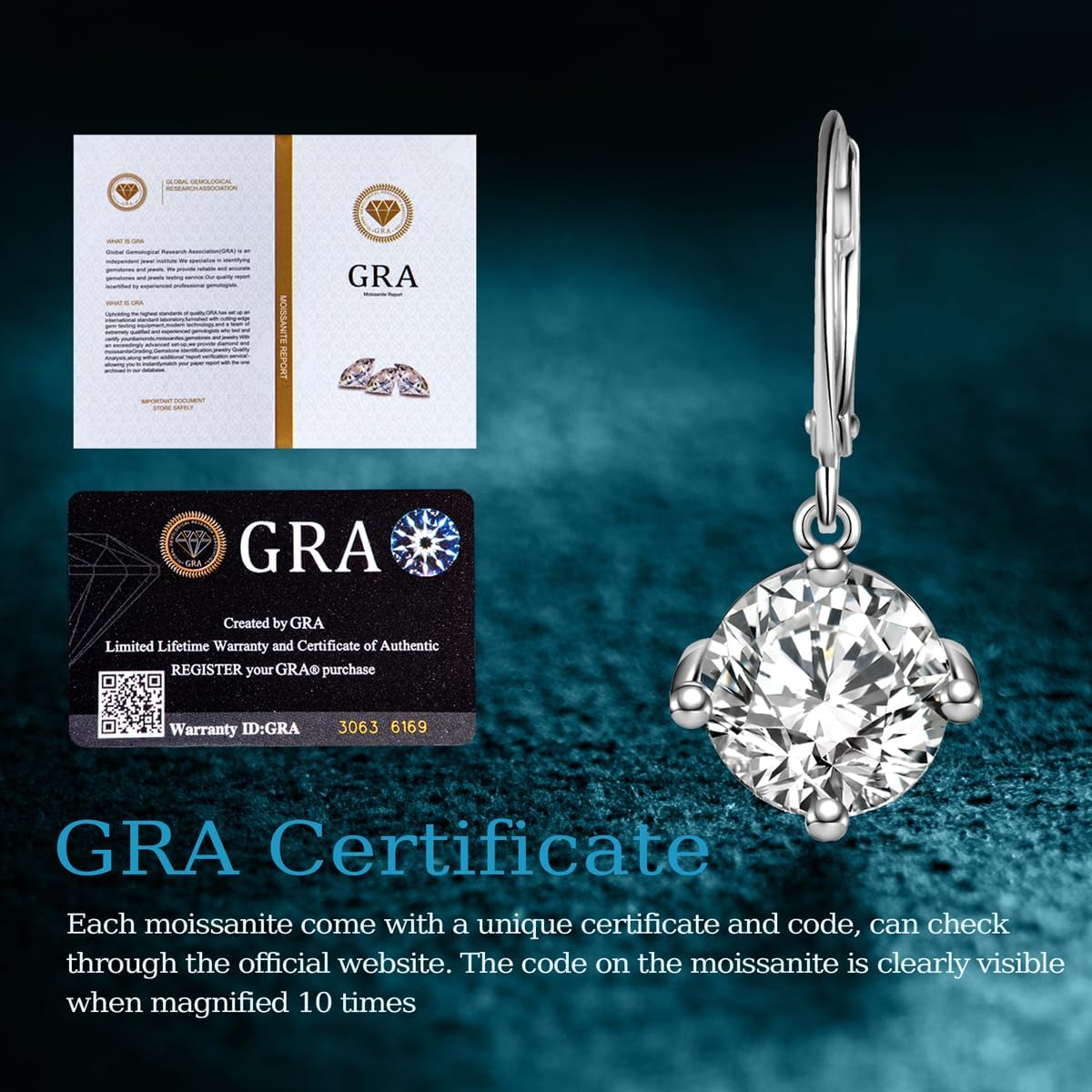 Moissanite Drop Earrings,1.0ct-2.0ct D Color VVS1 Round Cut Lab Created Diamond 925 Sterling Silver 18K White Gold Dangle Earrings For Women Moissanite Leverback Earrings - Image 3