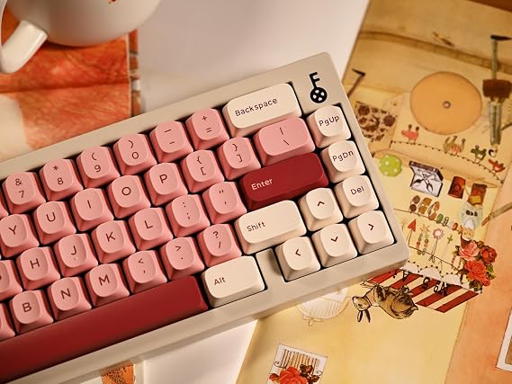 Double Shot PBT Keycaps 172 Keys Pink Cute Keycaps