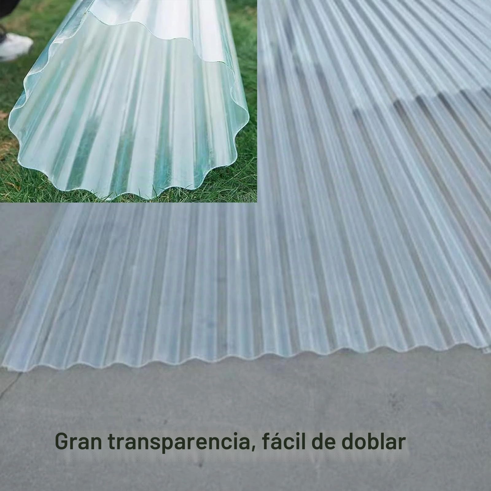 Placa Ondulada, 2mm Planchas Transparentes Tejados, Chapas Perfiladas Techo, Placa De Iluminación Natural De Fibra De Vidrio, FRP Con Resistencia A Los Rayos UV (0.9×1.2m/35×47in,1pcs)
