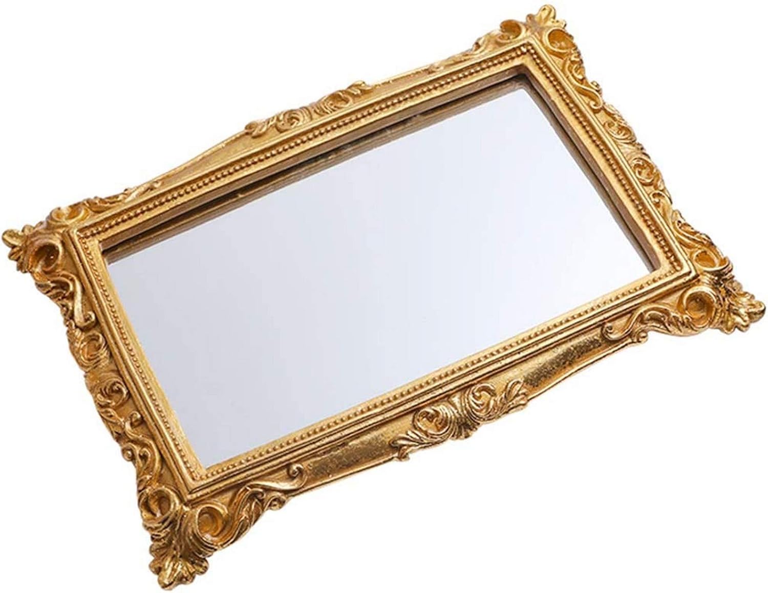 8’’ x 12’’ Rectangular Decorative Mirror Tray Metal Decorative Tray Jewelry and Perfume Storage Box Dressing Table Storage