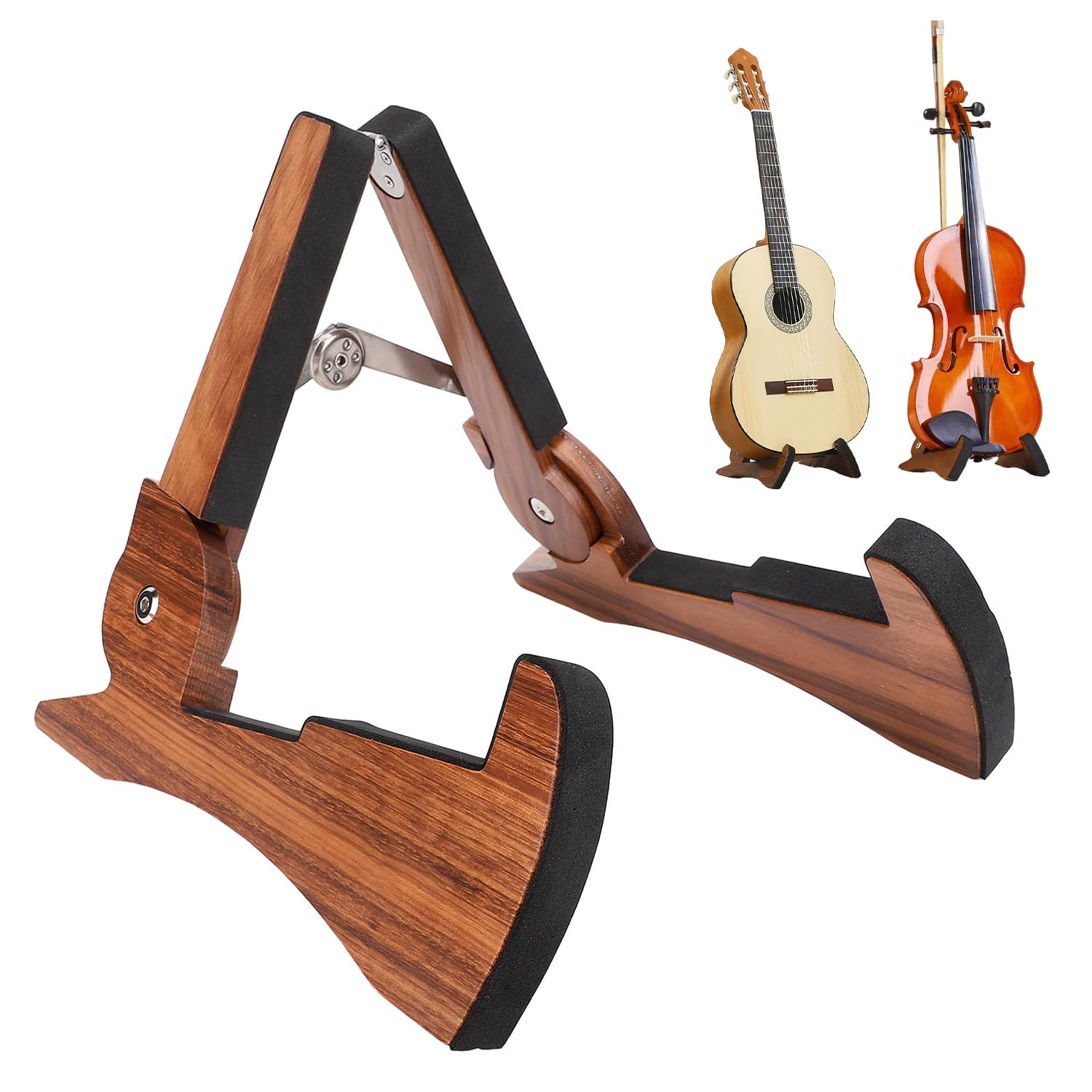Stojak na gitarę, składany stojak na instrumenty smyczkowe Składany drewniany stojak na gitarę Przenośny stojak na instrumenty strunowe na gitarę, bas, ukulele, banjo, altówkę,