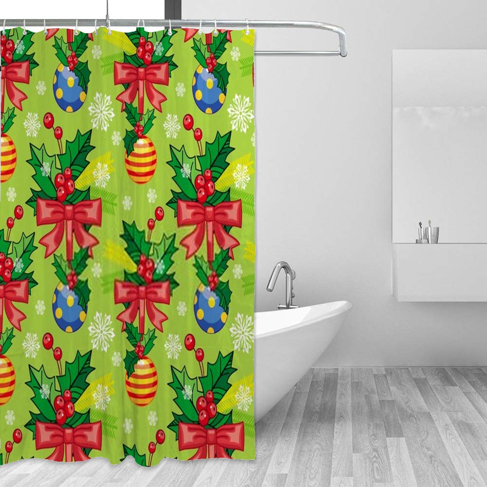 Rideau de douche de Noël imperméable 66x72" - Motif 2 festif