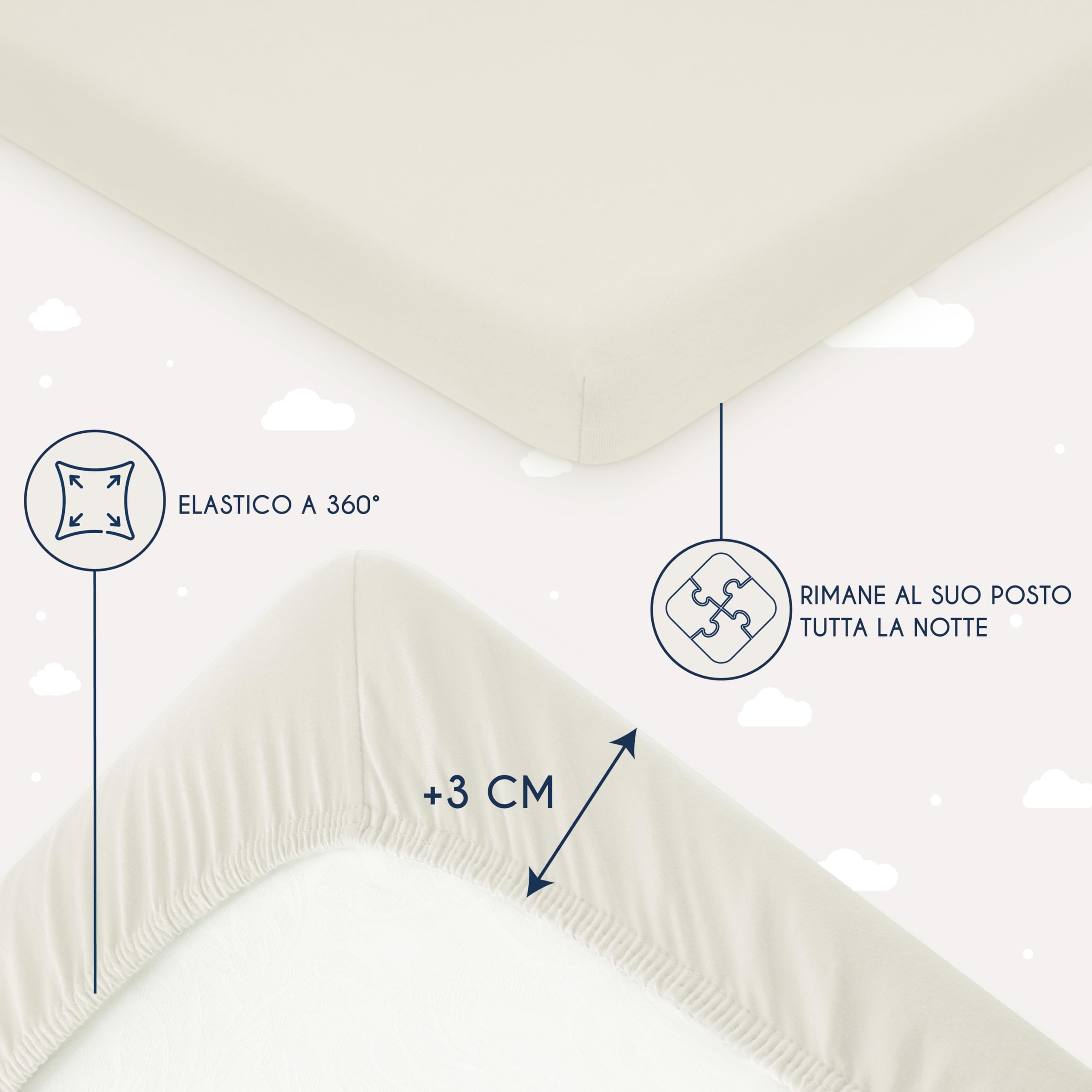 Dreamzie Set 2 Lenzuolo con Angoli Cotone Bambini - 70x140 - Oeko Tex Certificato - Bianco E Beige - Lenzuolo Lettino 70x140