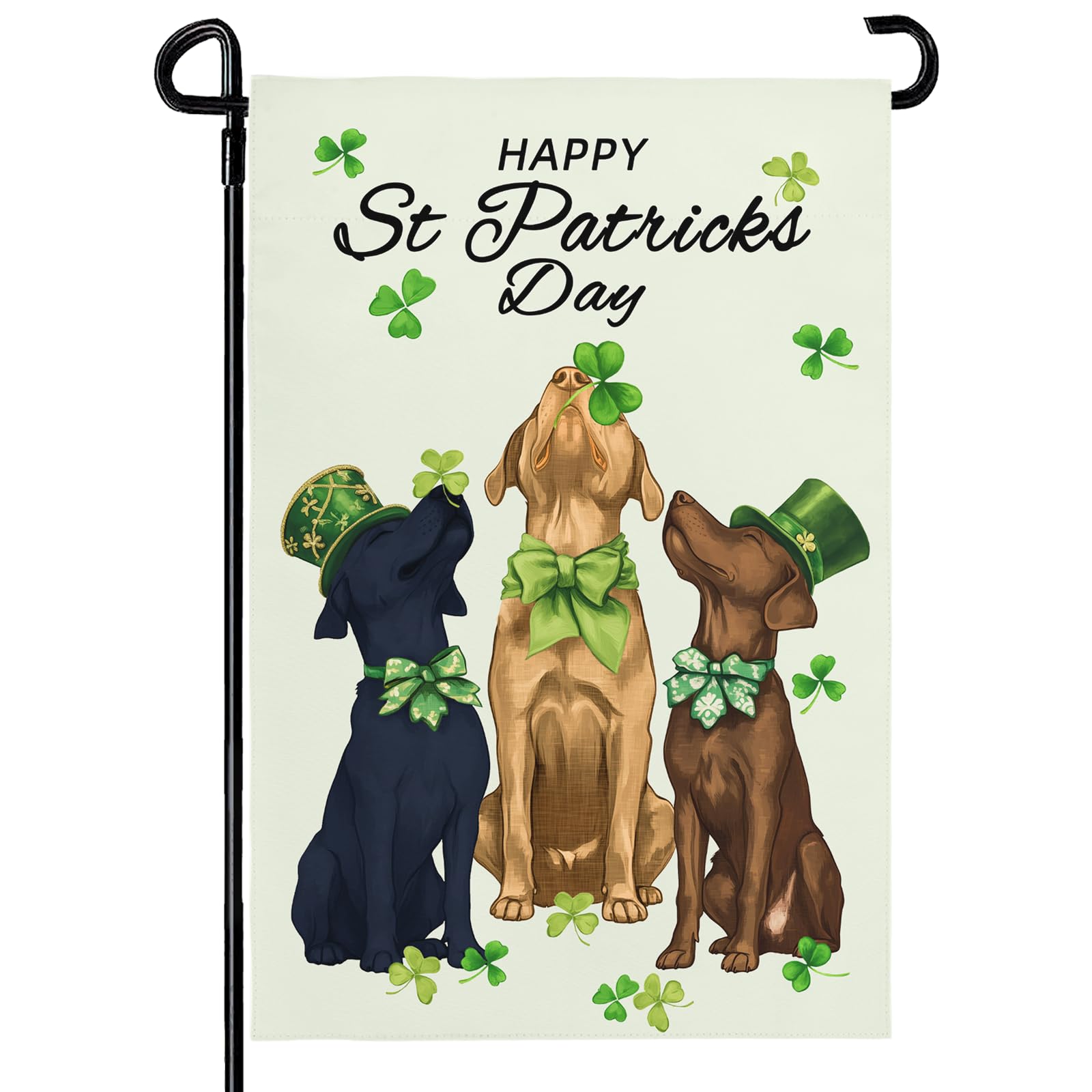 St Patrick’s Day Garden Flags 12x18 Double Sided for Outside Decor Golden Retriever Garden Flag for Luck St Patricks Farmhouse Holiday Outdoor Decoration