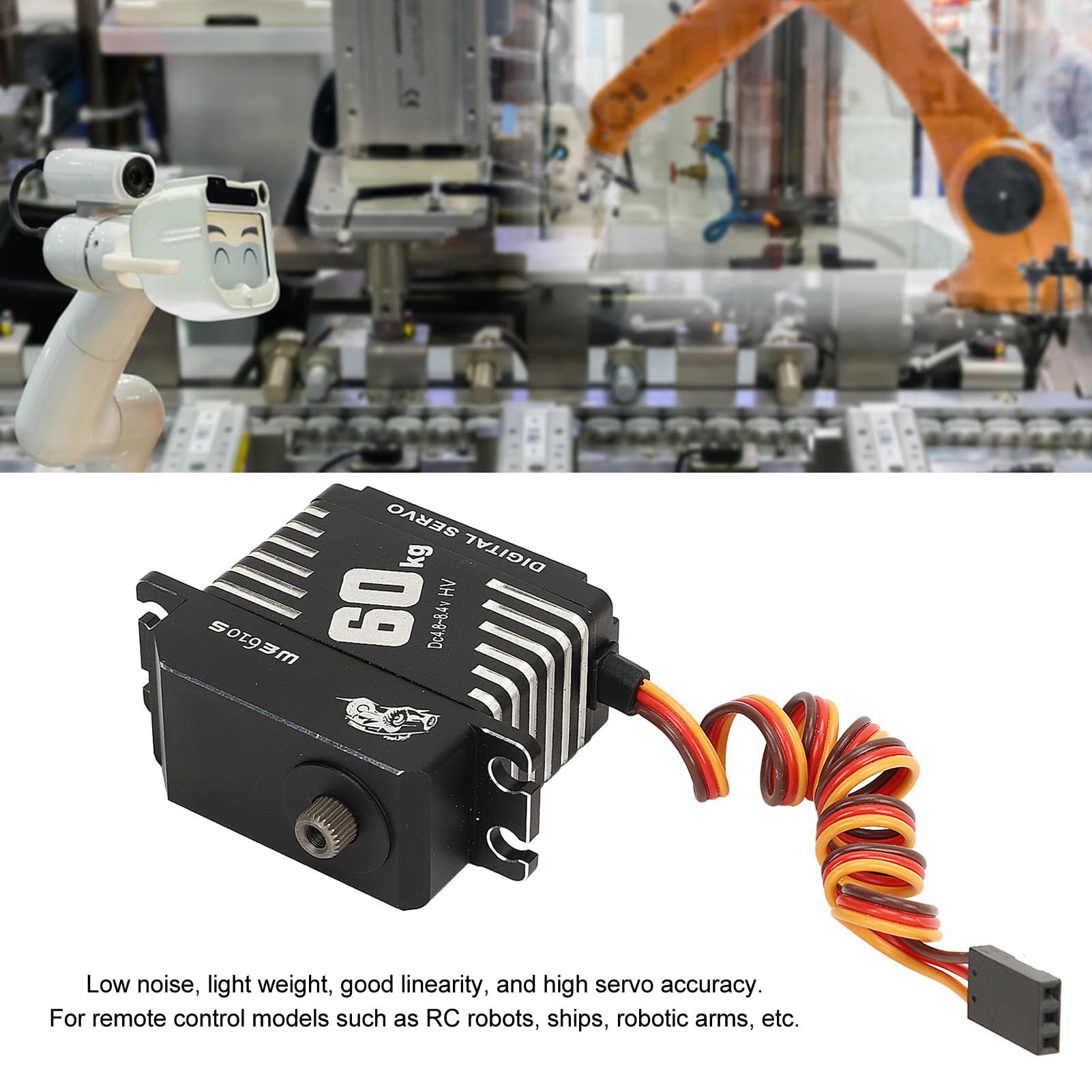 Servomotor digital de alto par de 60 kg Engranaje de metal con carcasa de aleación de aluminio para coches RC Robots Helicópteros Escala 1/10 1/8 1/5 40x20x46 mm