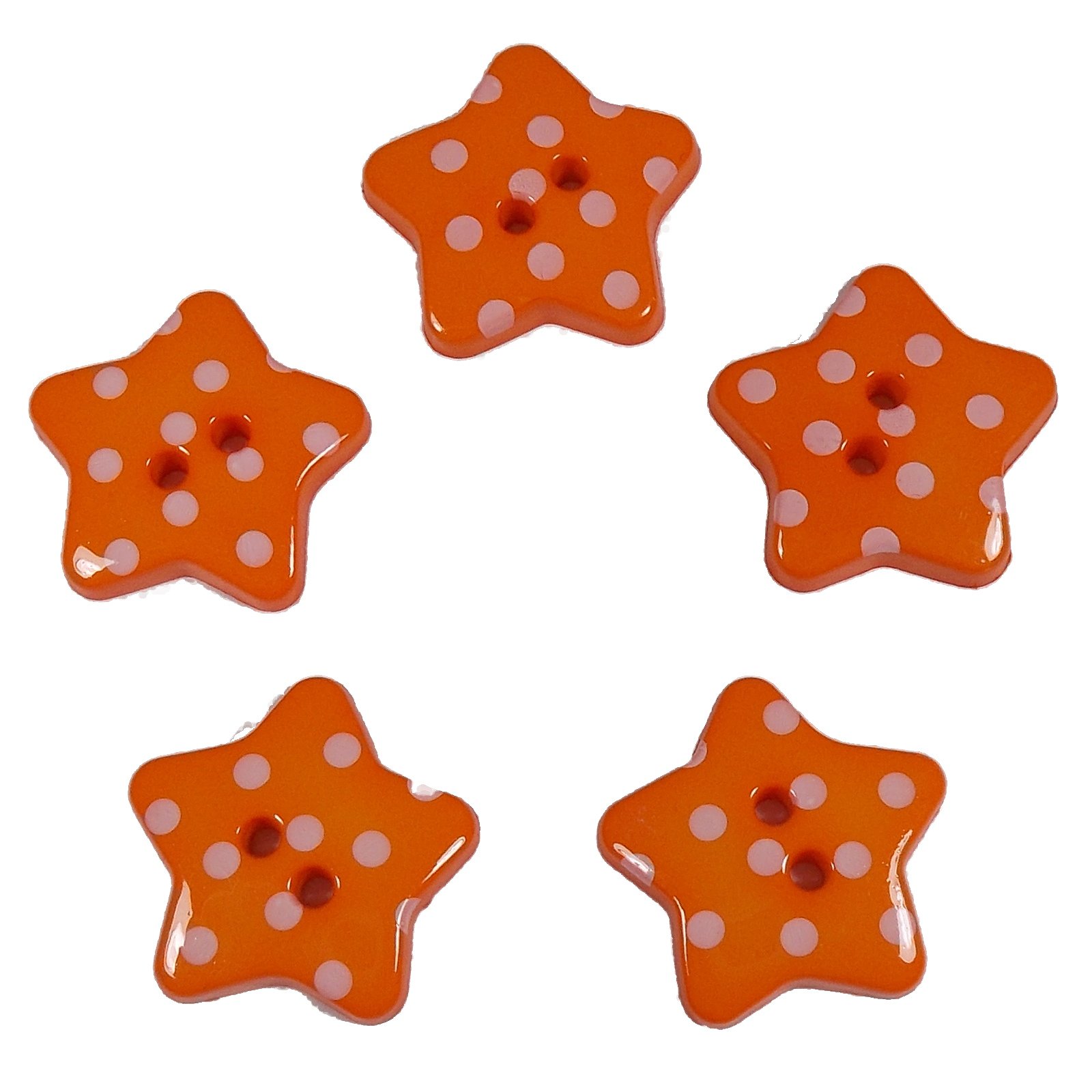 Push The Button Orange Polka Dot Spot Star Buttons 17Mm Wide (5, )